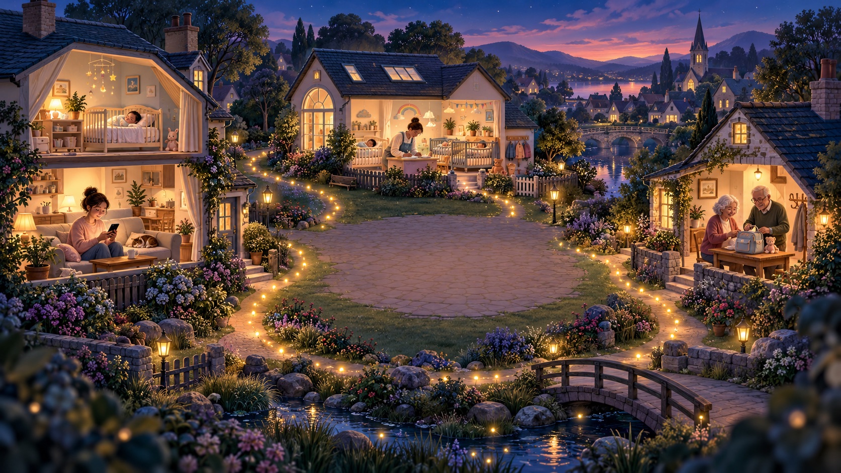 OBubba village with nursery, family home and grandparents connected