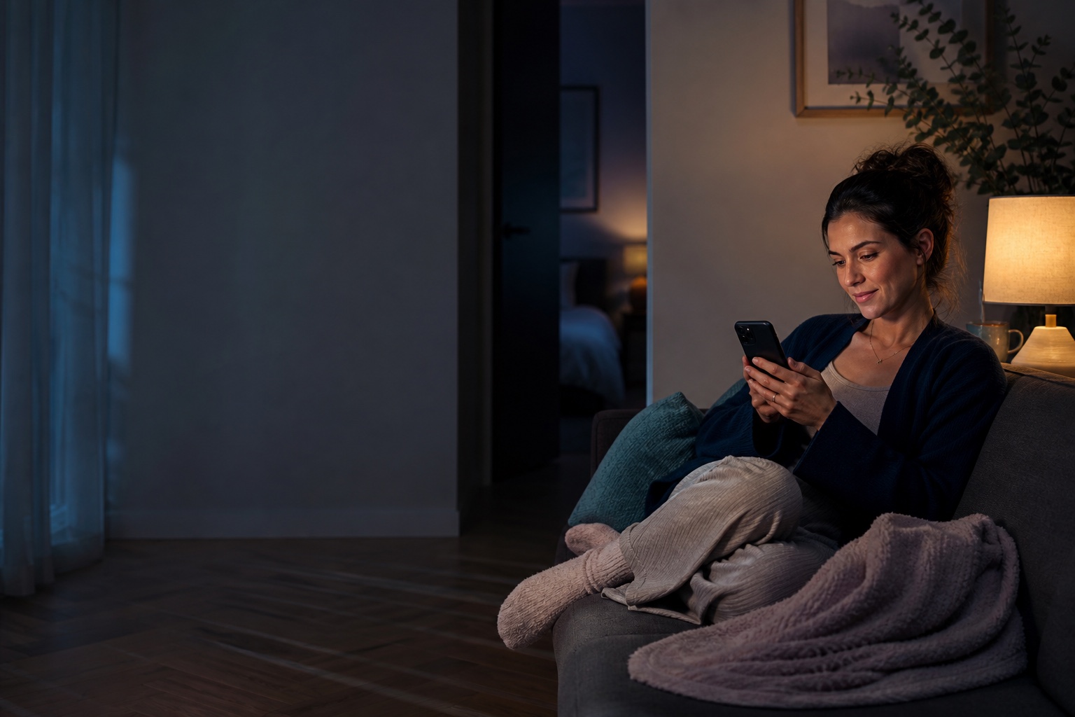 A parent reclaiming a quiet moment after the baby has settled for the night.